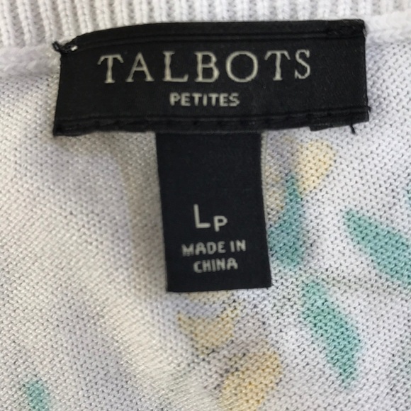 TALBOTS Size LP white combo hibiscus print cardigan - Picture 5 of 8
